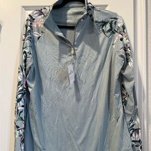 Floral Quarter-Zip Floral Pullover